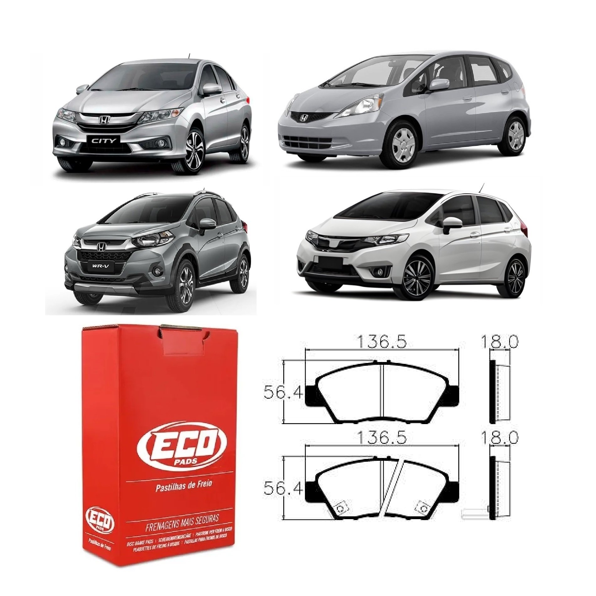 Pastilhas Diant Honda Fit 08 City 14 WRV 17